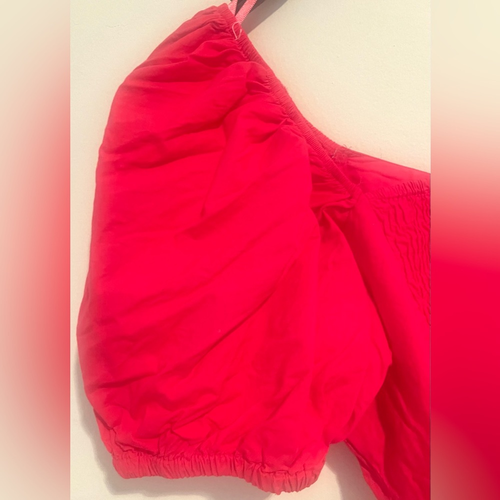 NWT Sim & Sam Women’s Pink Puff Short Sleeve Keyhole Cotton Smock Crop Top Sz XL - Picture 10 of 12